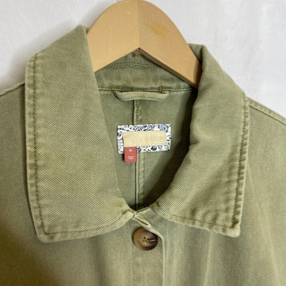 Women's Medium Pilcro Green Cotton Oversized Cropped Utility Jacket - Picture 3 of 6
